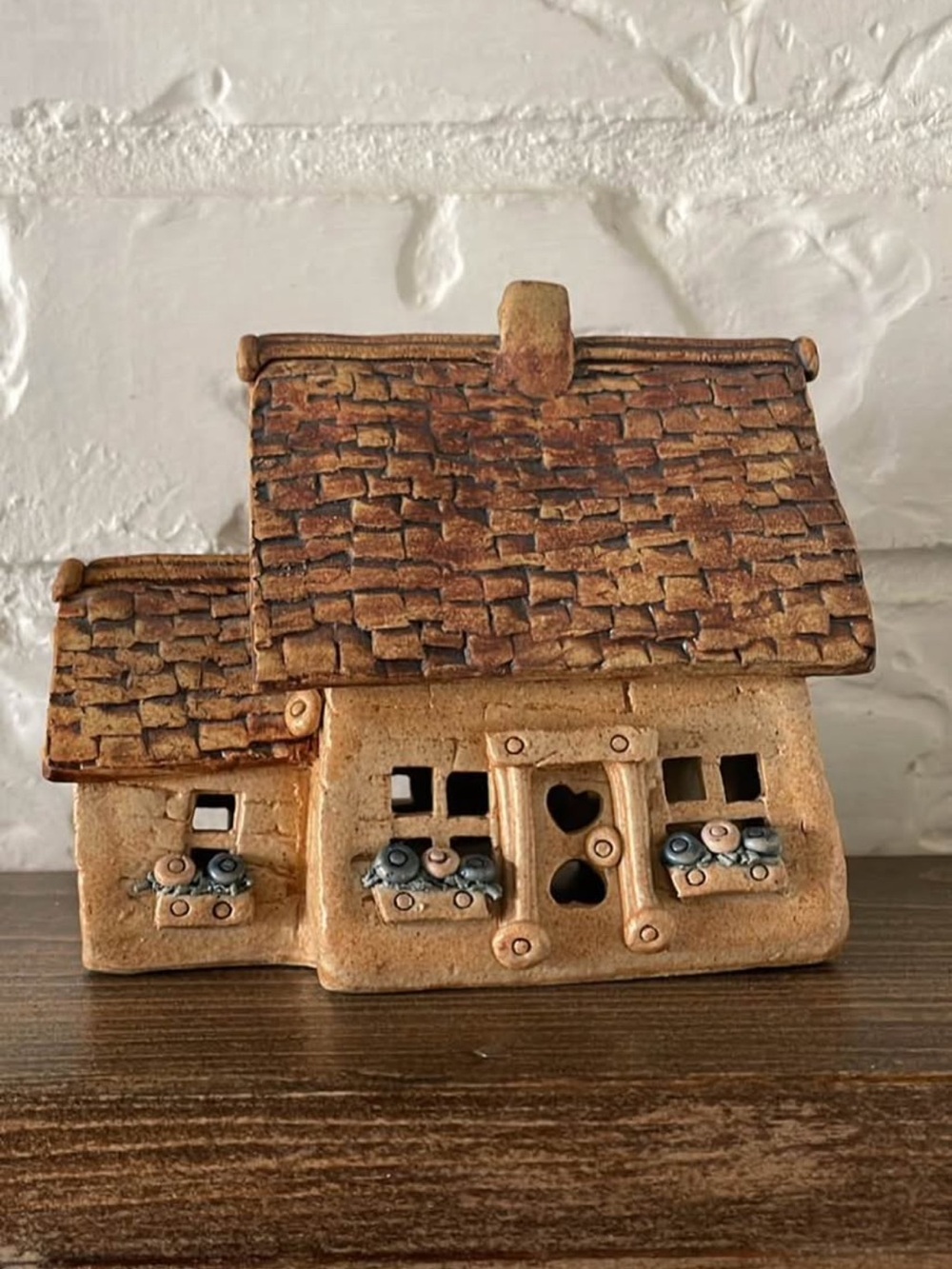 Windy Meadows Pottery Cottage House Candle Holder Figurine Cottagecore Handmade